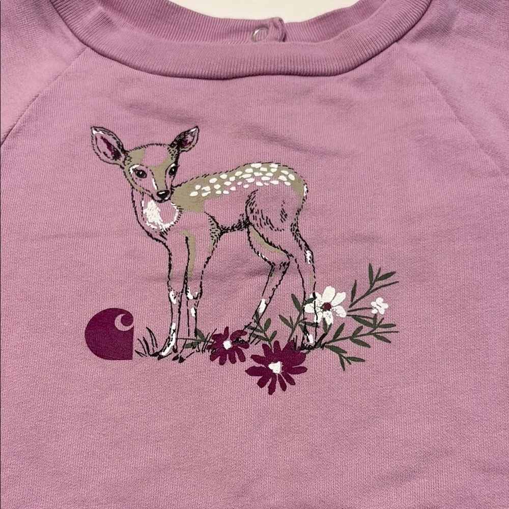 Lavender Graphic Crewneck sweatshirt with Ribbed Cuffs